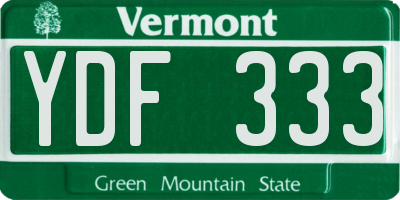 VT license plate YDF333