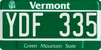 VT license plate YDF335
