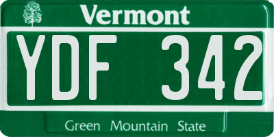 VT license plate YDF342