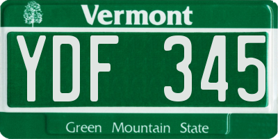 VT license plate YDF345