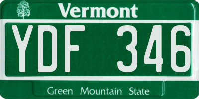 VT license plate YDF346