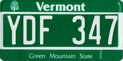 VT license plate YDF347