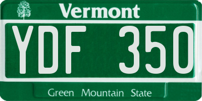 VT license plate YDF350