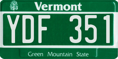 VT license plate YDF351