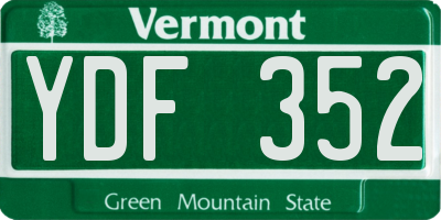 VT license plate YDF352