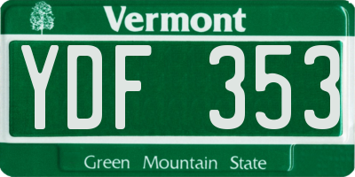 VT license plate YDF353