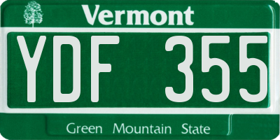 VT license plate YDF355