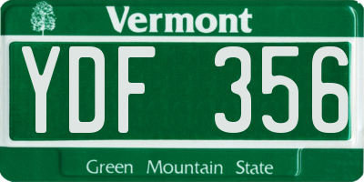 VT license plate YDF356