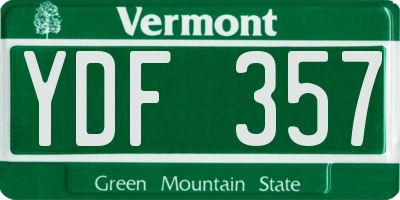 VT license plate YDF357