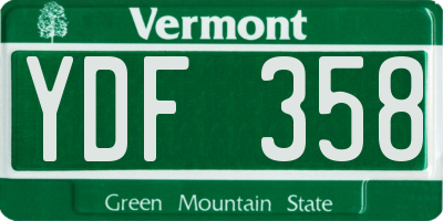 VT license plate YDF358