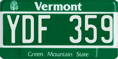 VT license plate YDF359