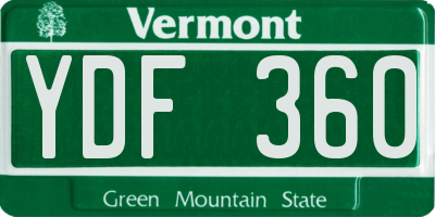 VT license plate YDF360