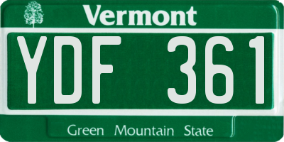 VT license plate YDF361