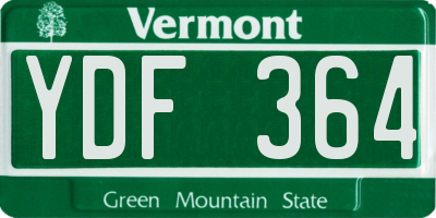 VT license plate YDF364