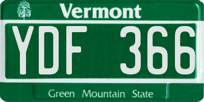 VT license plate YDF366