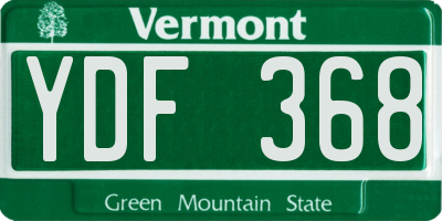 VT license plate YDF368