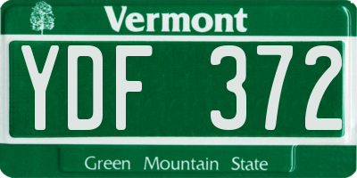 VT license plate YDF372