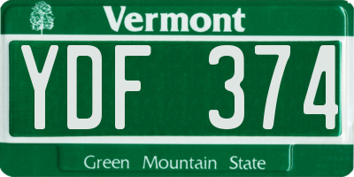 VT license plate YDF374