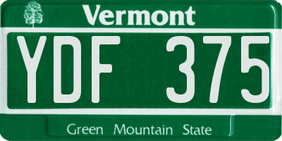 VT license plate YDF375