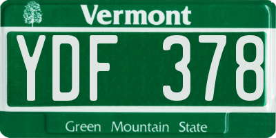 VT license plate YDF378