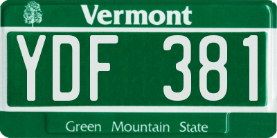 VT license plate YDF381