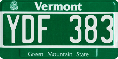 VT license plate YDF383