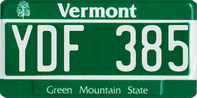 VT license plate YDF385