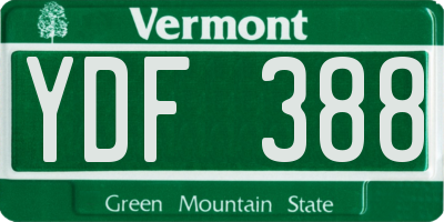 VT license plate YDF388