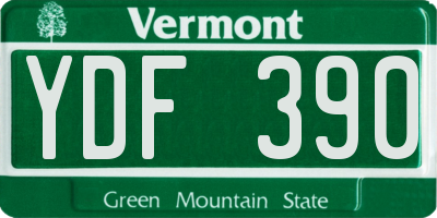VT license plate YDF390