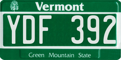 VT license plate YDF392