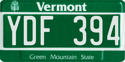 VT license plate YDF394