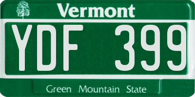 VT license plate YDF399