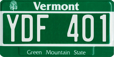 VT license plate YDF401