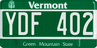 VT license plate YDF402