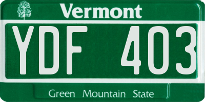 VT license plate YDF403