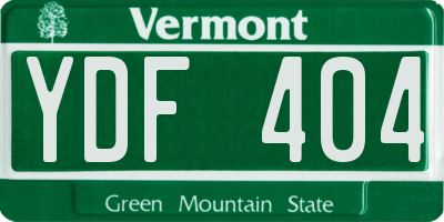 VT license plate YDF404