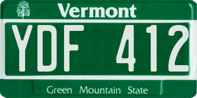 VT license plate YDF412