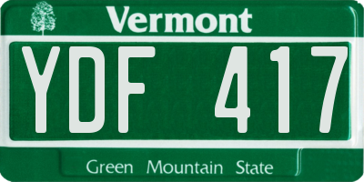 VT license plate YDF417