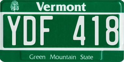 VT license plate YDF418