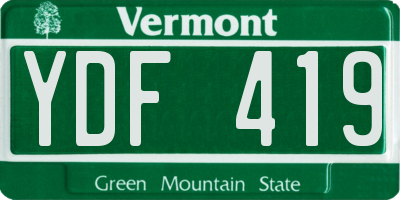 VT license plate YDF419