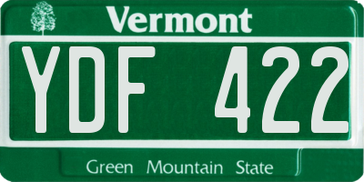 VT license plate YDF422