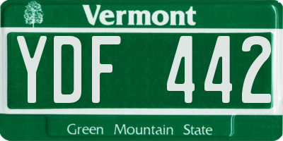 VT license plate YDF442