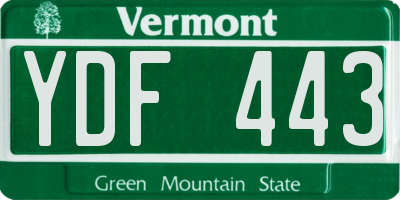 VT license plate YDF443