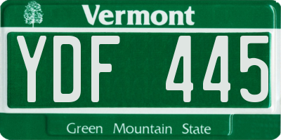 VT license plate YDF445