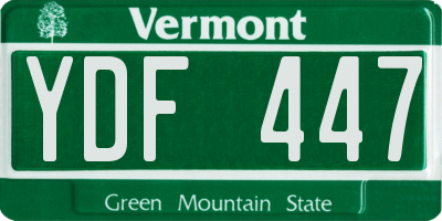 VT license plate YDF447