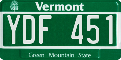 VT license plate YDF451