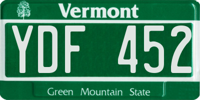 VT license plate YDF452