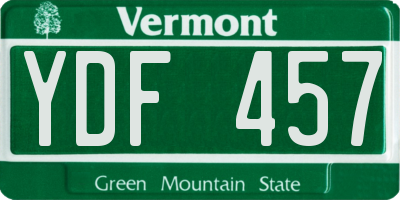 VT license plate YDF457
