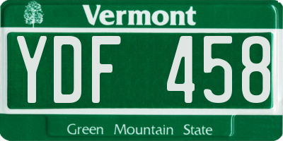 VT license plate YDF458