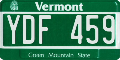 VT license plate YDF459
